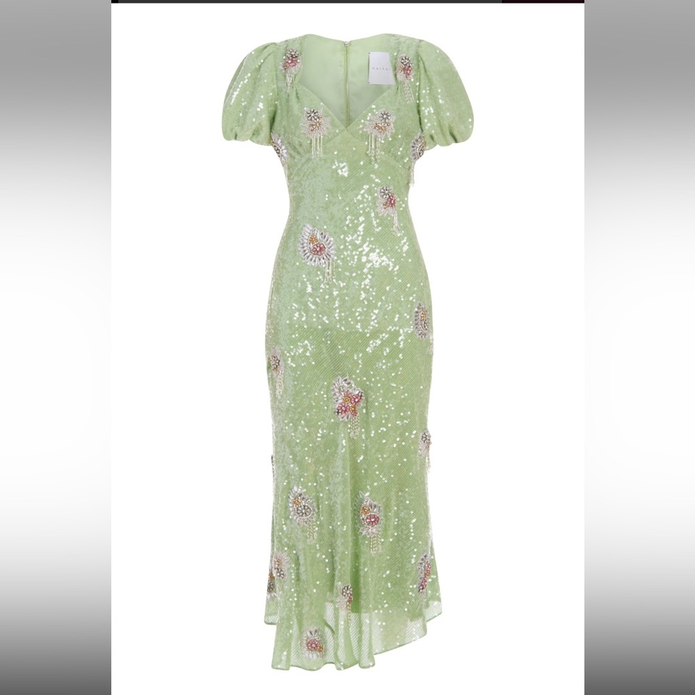 Titian Crystal Embellished Green Apple Sequin Dress